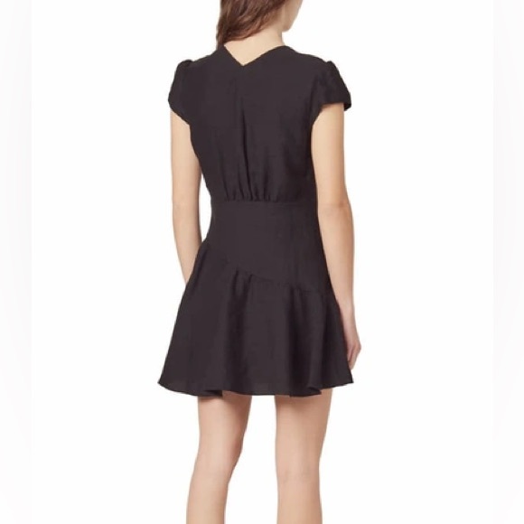 Like new ✨ Sandro Ronald Shirred Ring Mini Dress in black linen fully lined - Picture 2 of 9